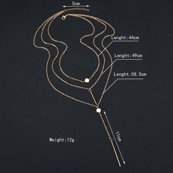 ⭐️ Awesome Triple 3 Layered Bars And Circles Boho Tassel Necklace Silver Or Gold - Picture 8 of 15